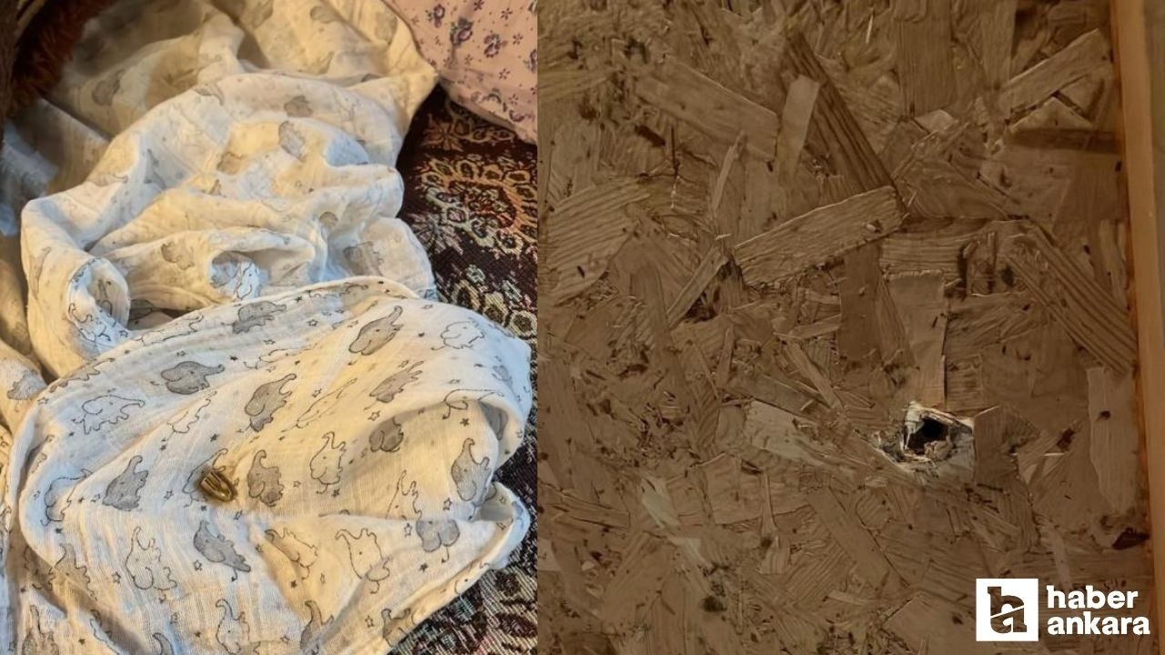 Kahramankazan'da uyuyan bebeğin yatağına yorgun mermi düştü!