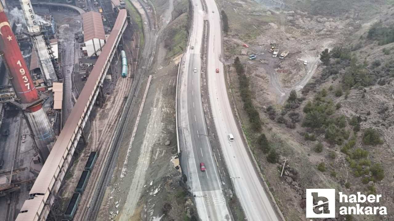 Heyelan nedeniyle çöken Karabük-Ankara karayolu ulaşıma açıldı
