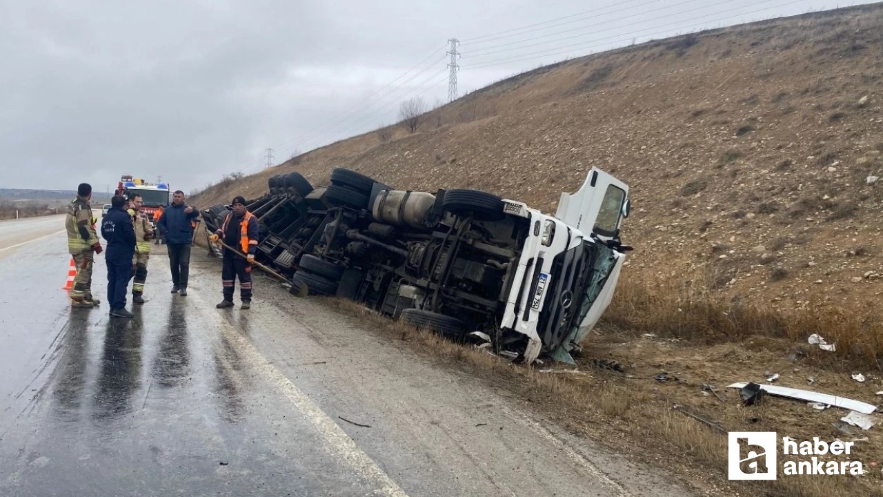 Haymana'da tır devrildi: 1 ölü, 1 yaralı