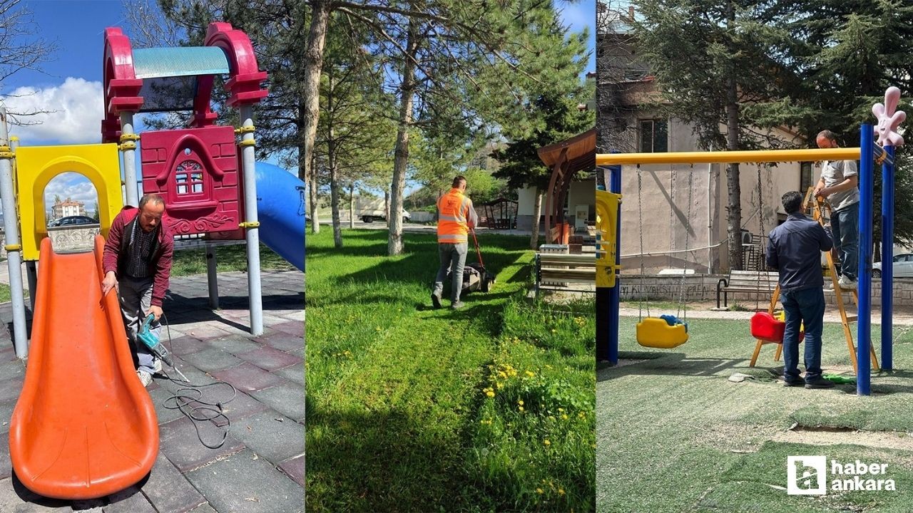 Kahramankazan Belediyesi parkları bahar dönemine hazırlıyor