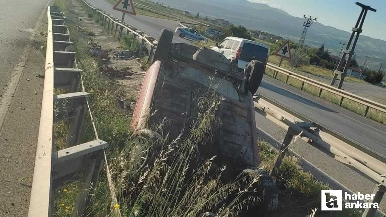 Kırıkkale-Ankara yolunda kaza: Takla atan araçta 4 kişi yaralandı
