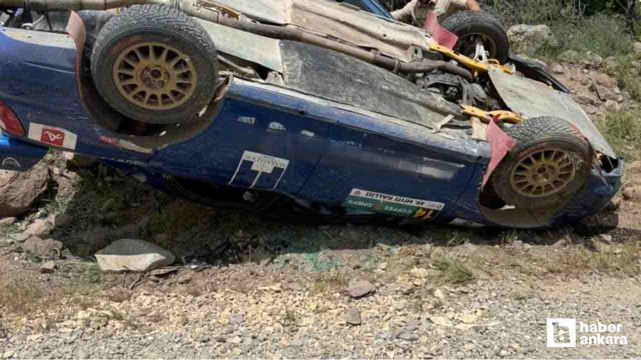 Beypazarı'nda Hitit Rallisi'ne katılan araç takla attı