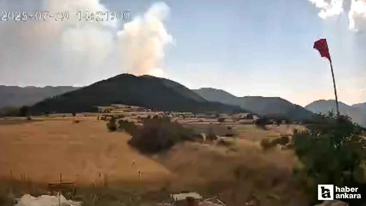 Çankırı-Kastamonu sınırındaki orman yangınının çıkış anı kamerada!