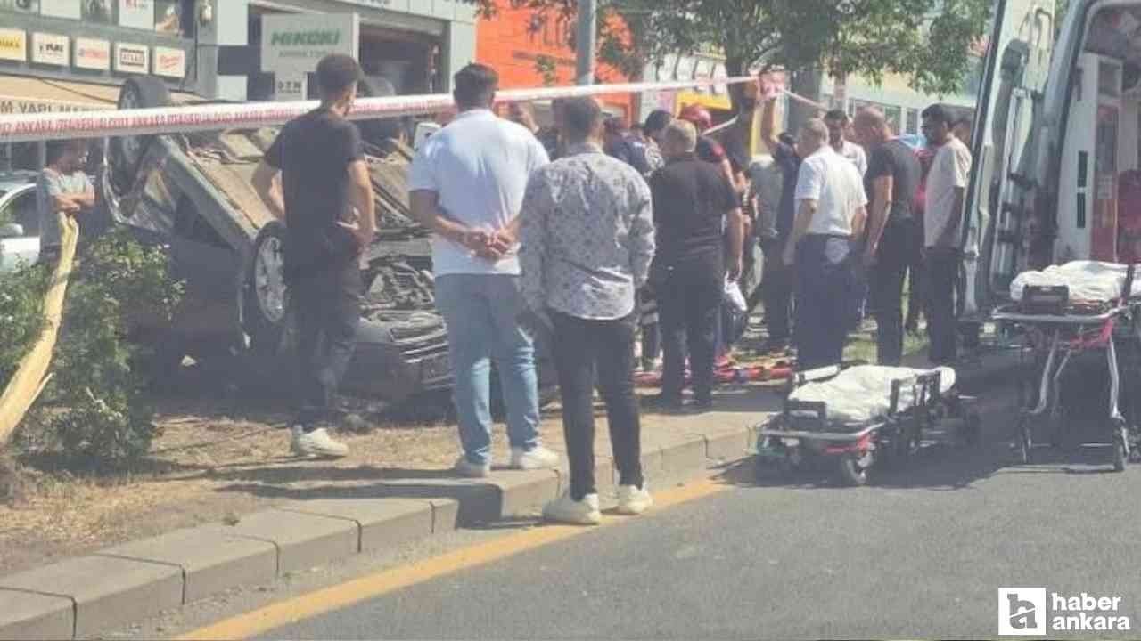 Yenimahalle'de kontrolden çıkan savrularak refüje devrildi!