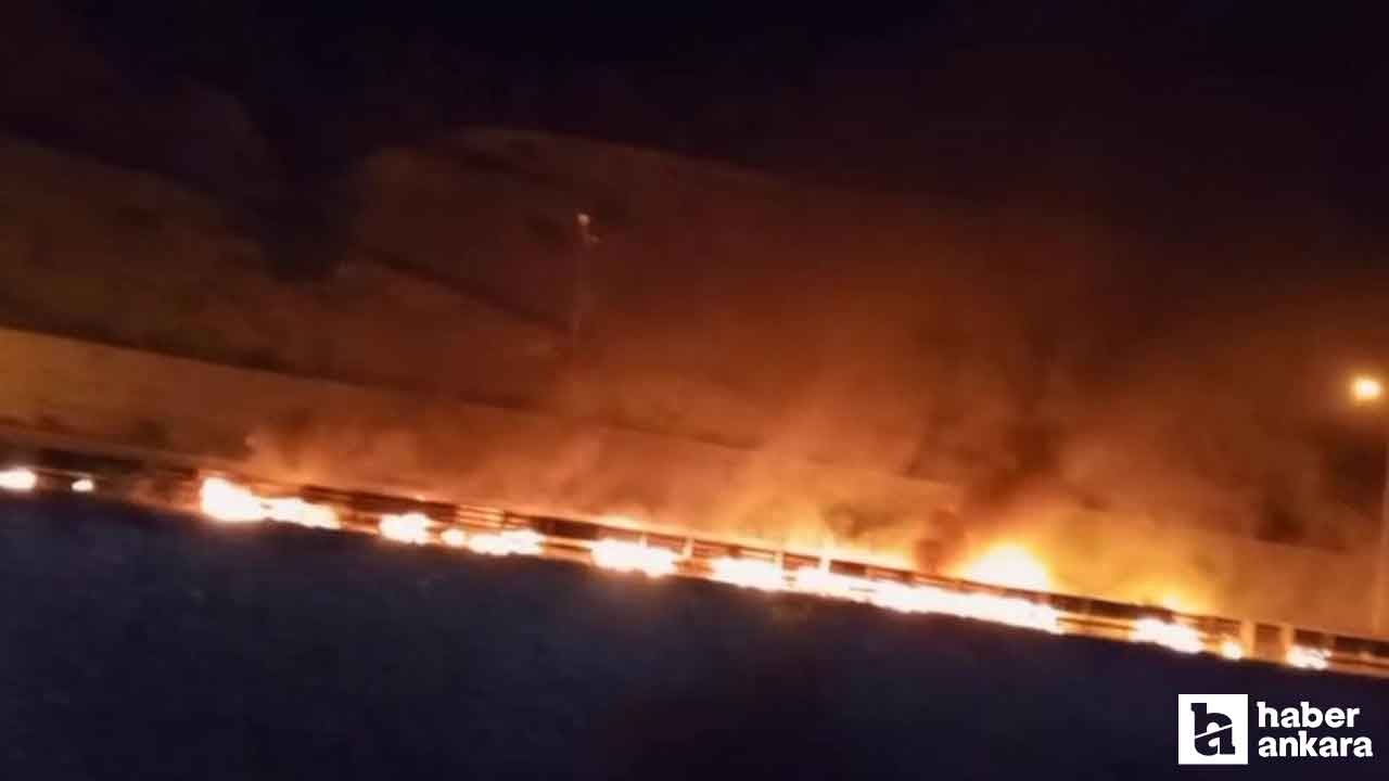 Samsun-Ankara karayolunda seyir halindeki tır alev alev yandı!