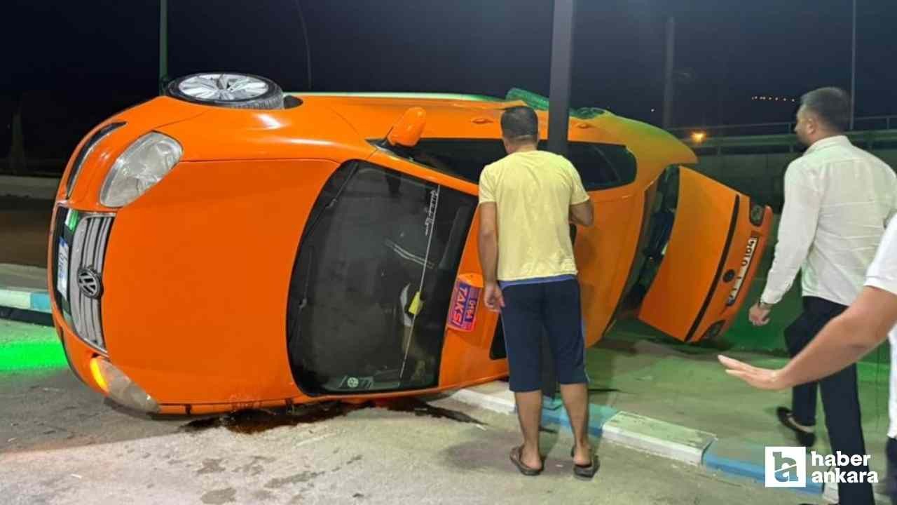 Kırıkkale'de otomobille çarpışan ticari taksi takla attı