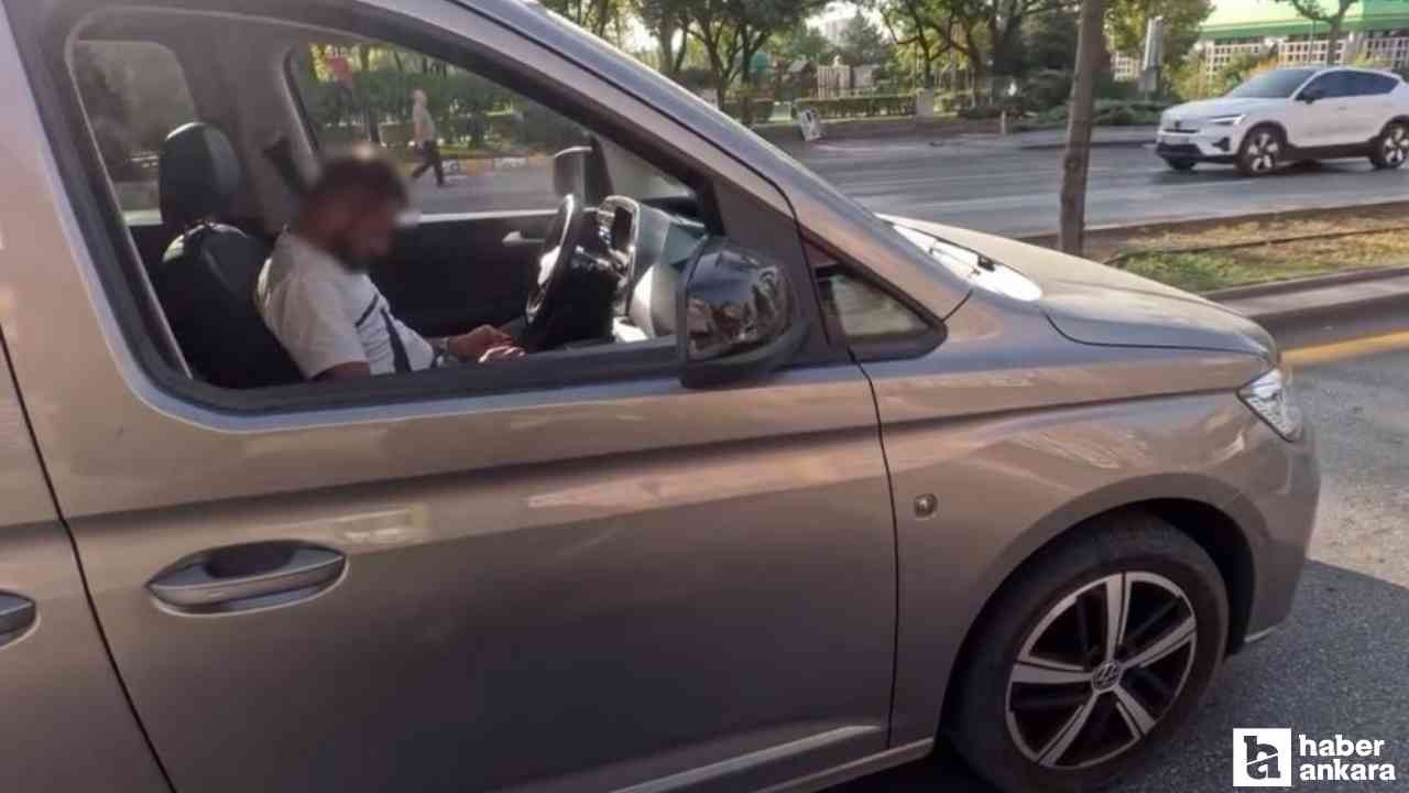 Altındağ'da trafikte uyuyakalan sürücü araç kamerasına yansıdı