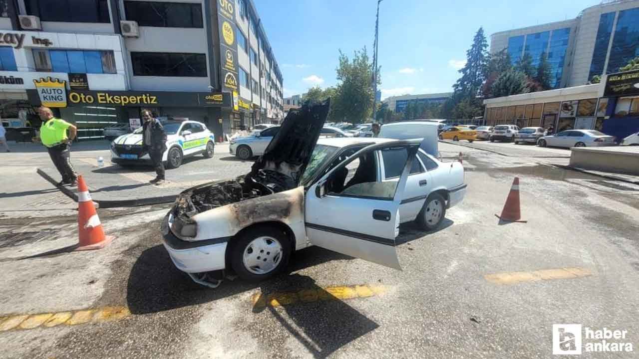 Altındağ'da seyir halinde alev alan araç panik yarattı