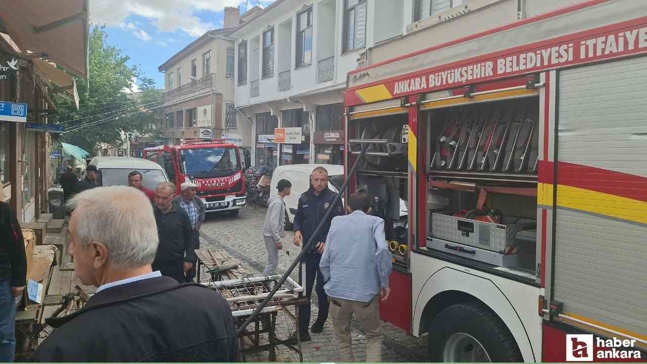 Beypazarı'ndaki bir iş yerinde çıkan yangın kısa sürede söndürüldü