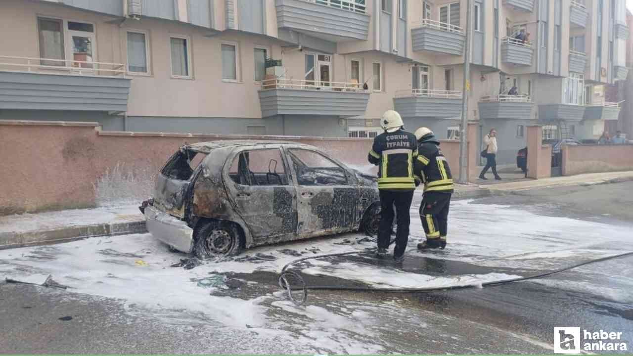 Çorum'da öfkelenen kadın, eşinin aracını yaktı