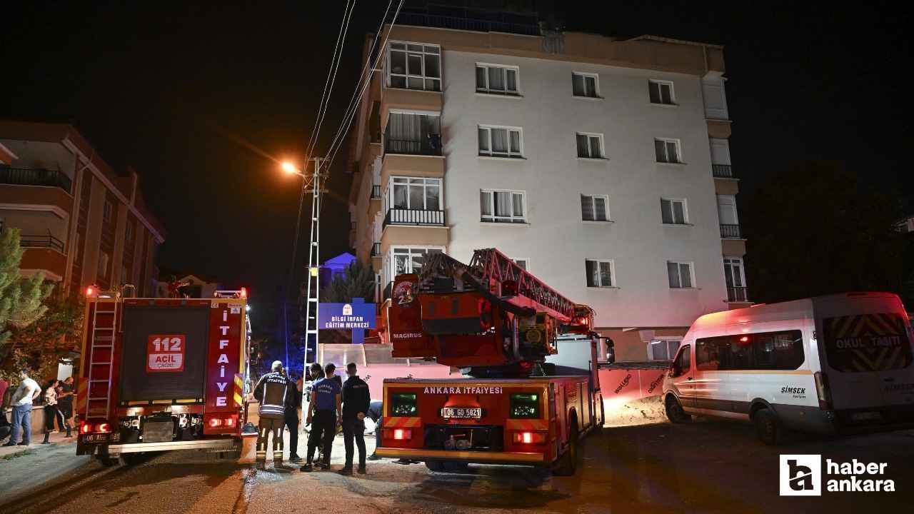 Keçiören'de özel bir eğitim kurumunun çatı katında yangın çıktı