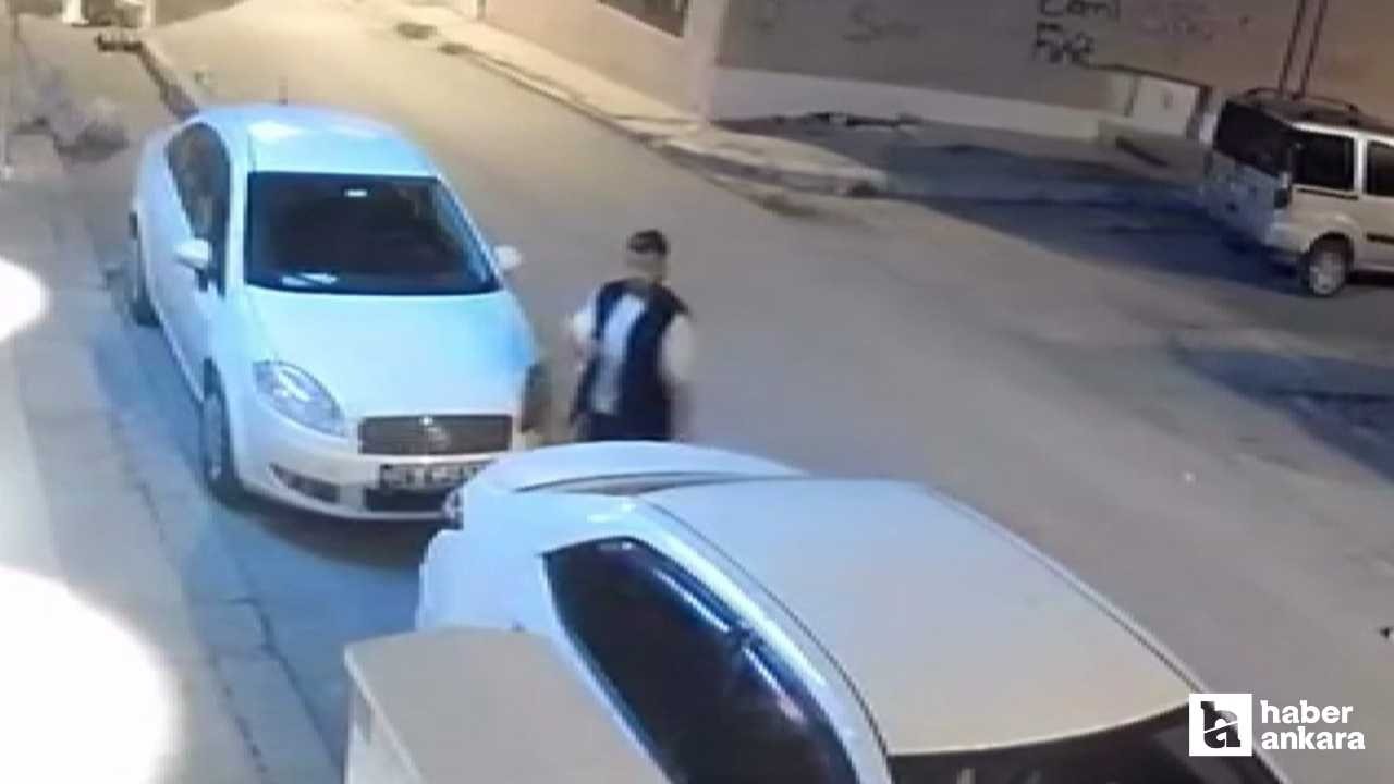Polatlı'da güvenlik kamerasını çalan şüpheli kameraya yakalandı!