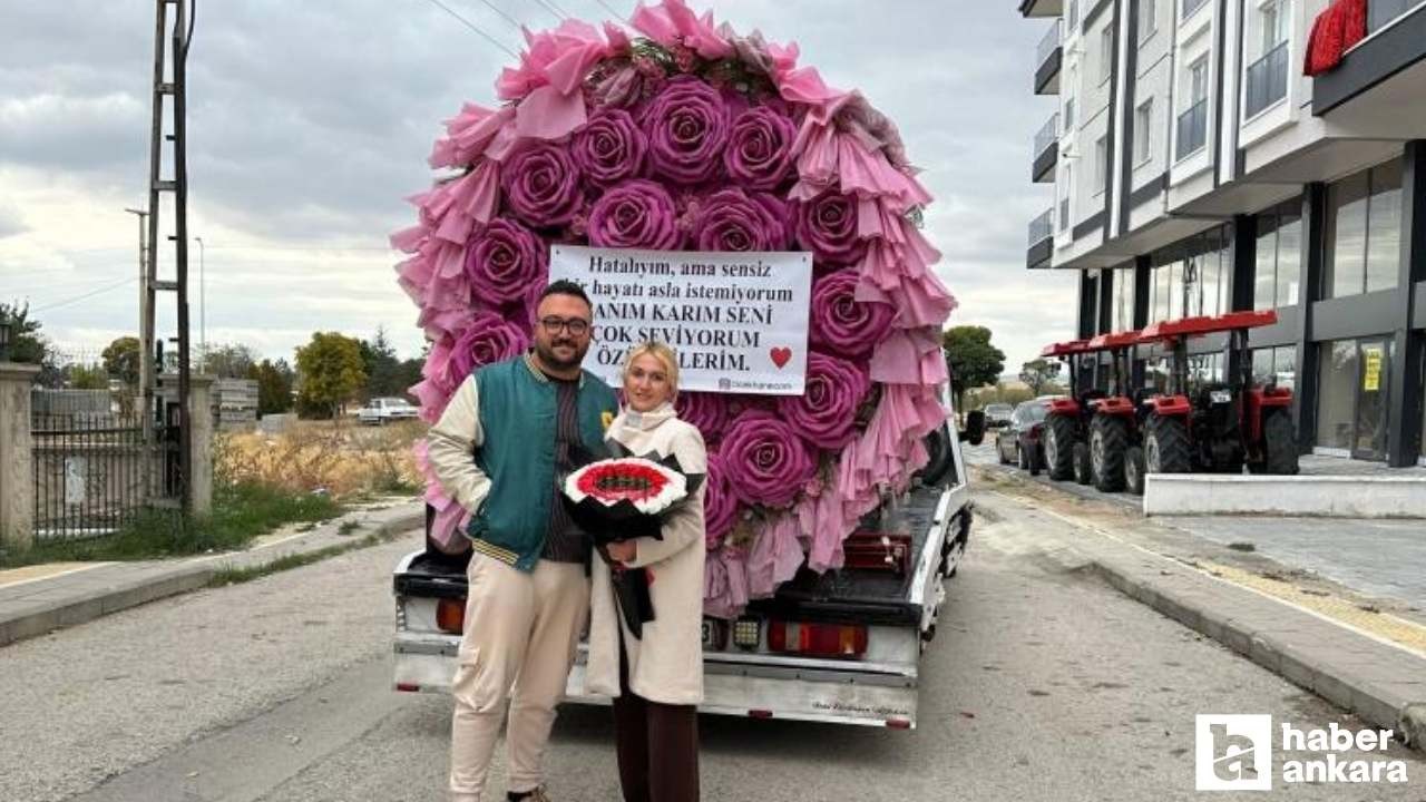 Karısına çekiciyle dev buket gönderen Ankaralı suçunu açıkladı!
