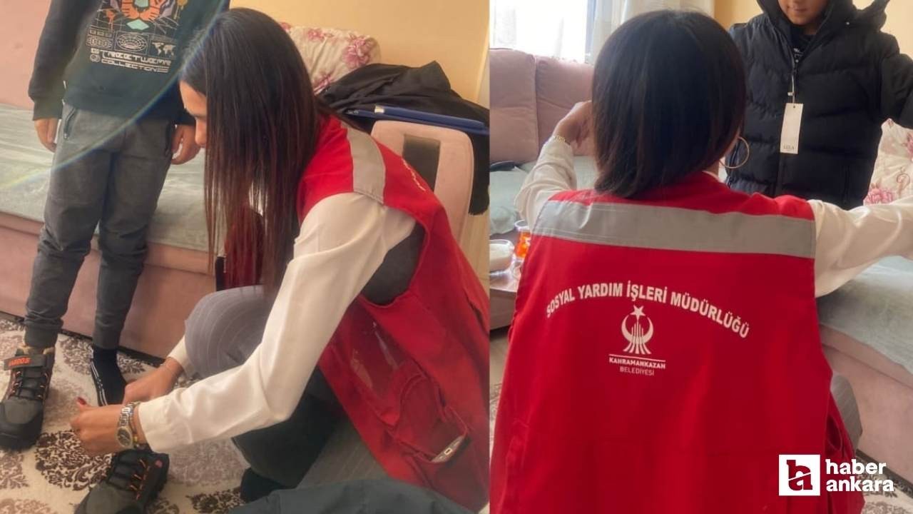 Kahramankazan Belediyesi'nden kışlık bot ve mont yardımı