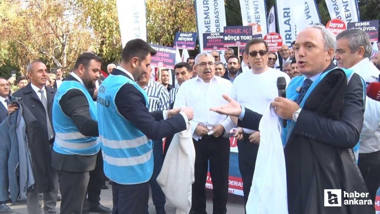 Memurlar TBMM önünde eylem yaparak taleplerini açıkladılar