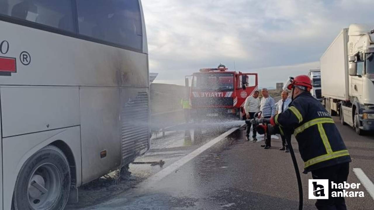 Ankara yönüne seyreden yolcu otobüsü alev aldı!