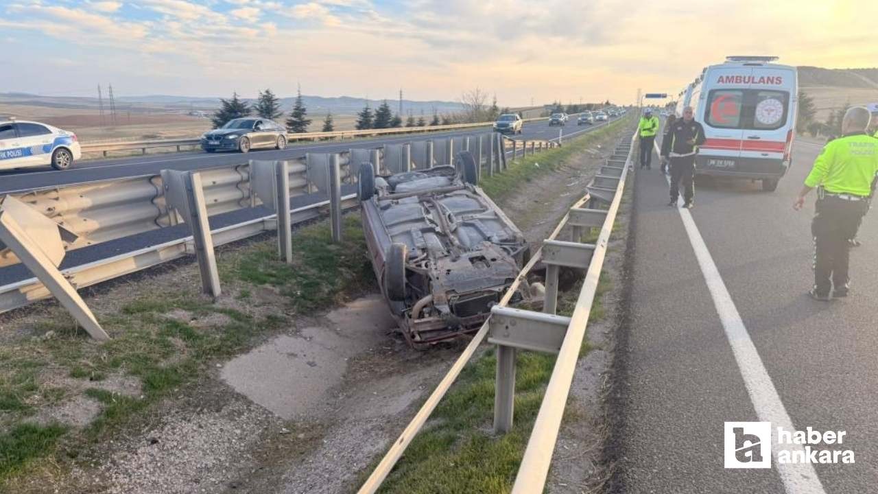 Polatlı'da otomobil refüjde ters döndü: 1’i çocuk 3 kişi yaralandı!
