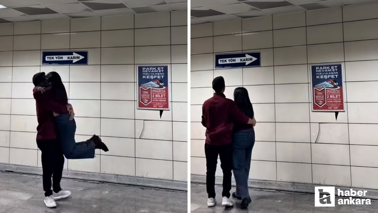 Ankara'da yeni akım: Metroya Tek Yön Karım tabelası asıldı!