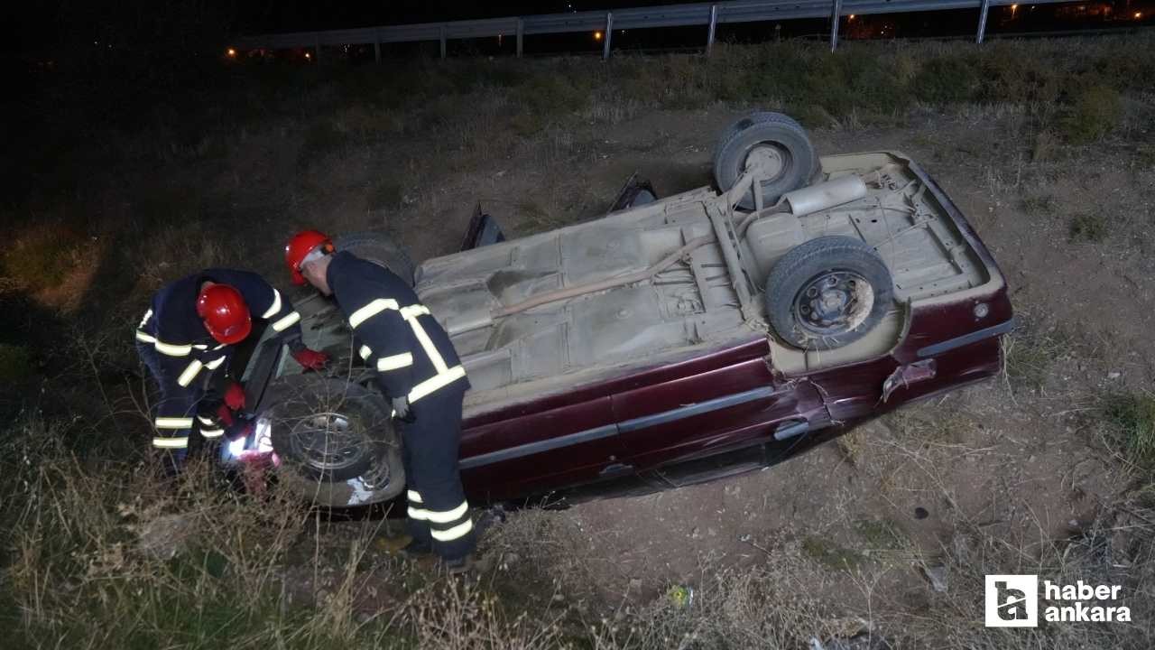 Kırıkkale'de takla atan otomobil şarampole devrilip hurdaya döndü