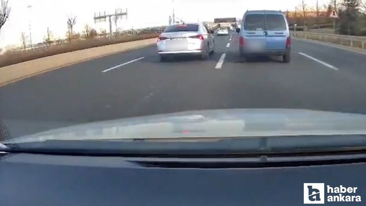 Başkentte kontrolsüz şerit değiştirmeye çalışan sürücü trafiği tehlikeye attı