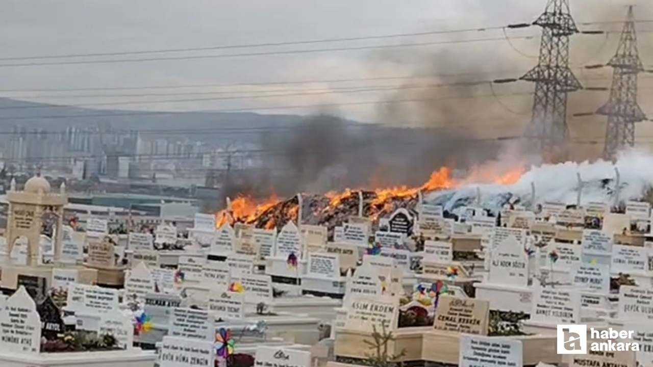 Sincan'da Çimşit Mezarlığının hemen yanında çıkan yangın söndürüldü