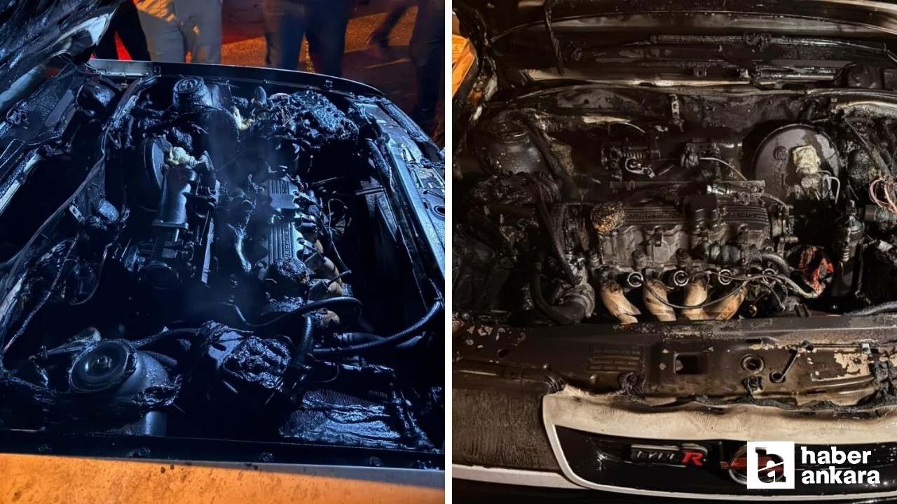 Kırşehir'de park halindeki otomobil alev alev yandı!