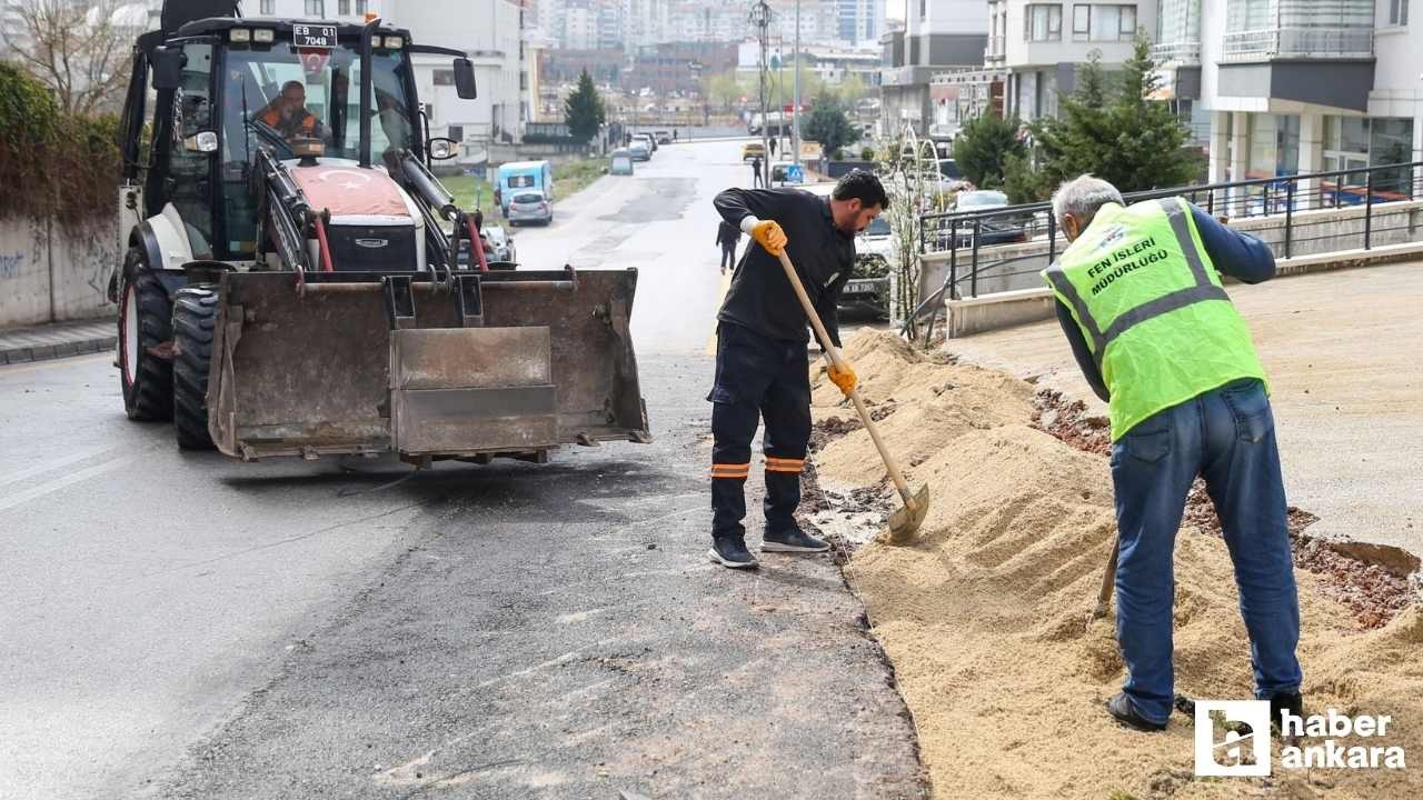 Etimesgut Belediyesi kaldırım, bordür ve tretuvar çalışmalarına devam ediyor