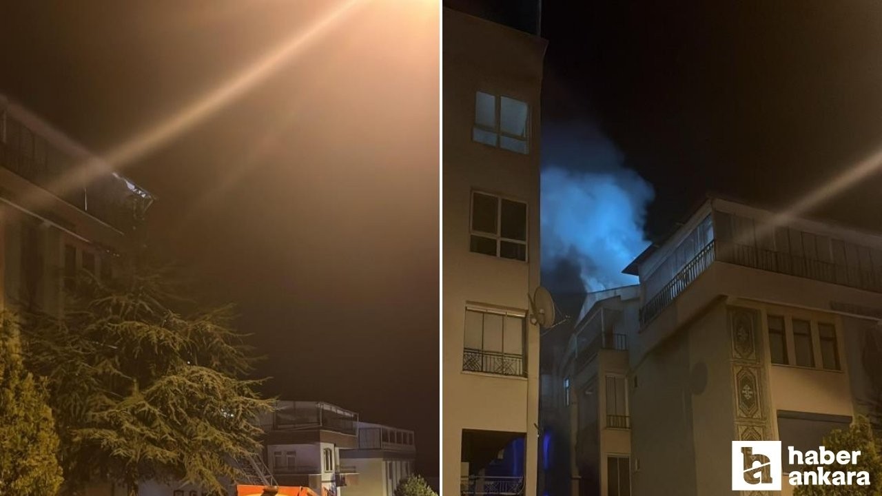Polatlı'da bir binanın çatı katında yangın çıktı