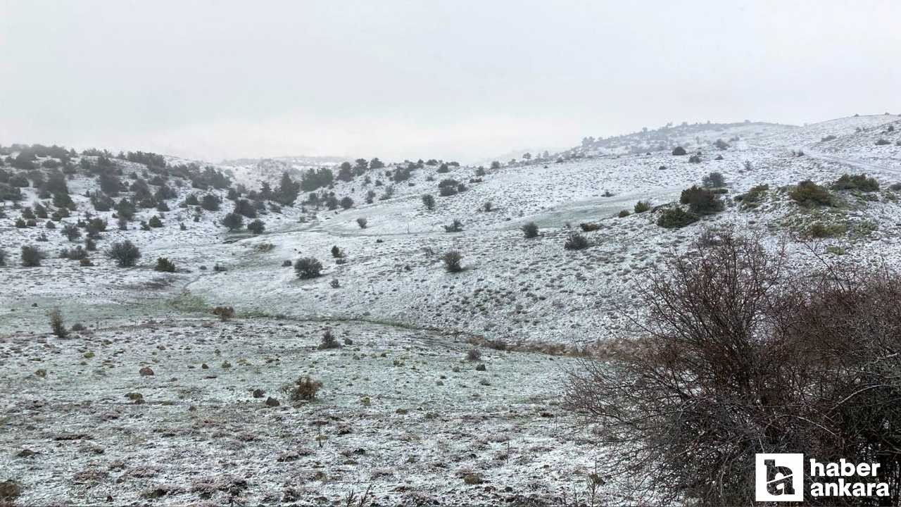 Beypazarı'nın yüksek kesimleri etkili kar yağışı ile beyaza büründü
