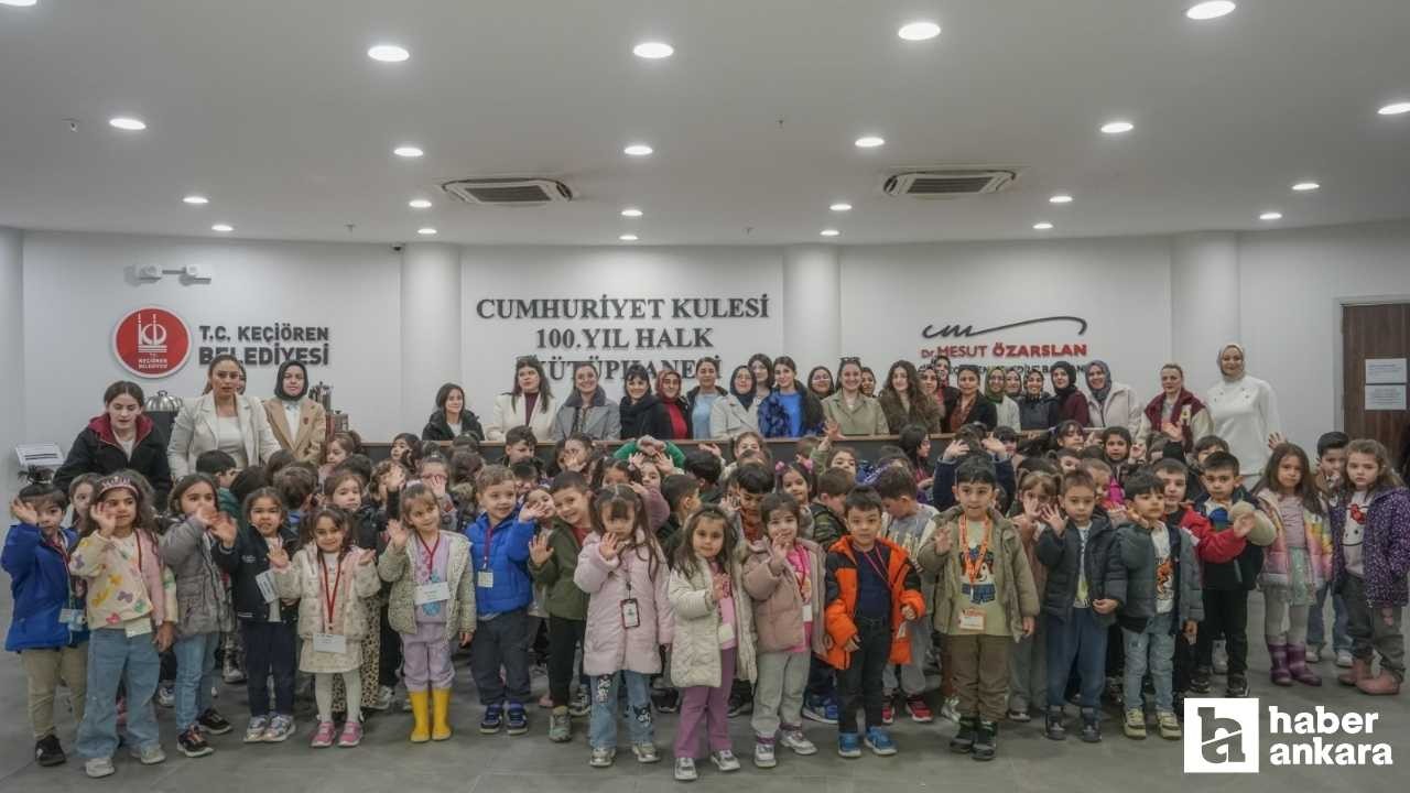 Keçiören Belediyesi Gül Adası Çocuk Gelişim Merkezi öğrencileri kütüphane atmosferini yaşadı