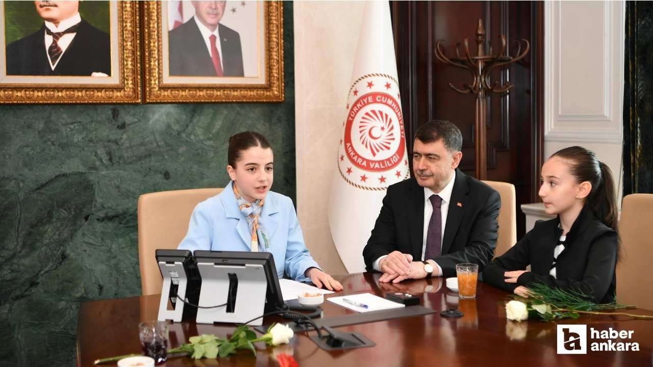 Ankara Valisi Vasip Şahin, 23 Nisan için koltuğunu 5. sınıf öğrencisi Serra'ya devretti