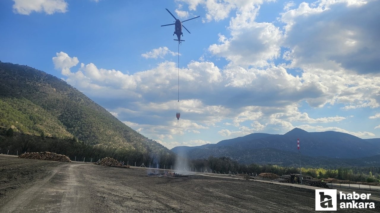 Nallıhan'da yangın söndürme helikopteri ile tatbikat yapıldı