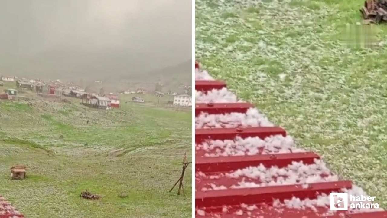 Çamlıdere'de Benli Yaylası, dolu ile beyaza büründü