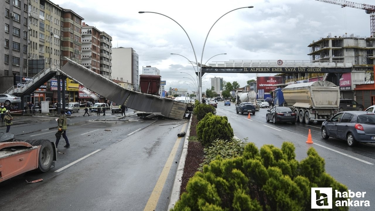 Altındağ'da damperi açık kamyon üst geçide çarptı: 3 vatandaş yaralandı