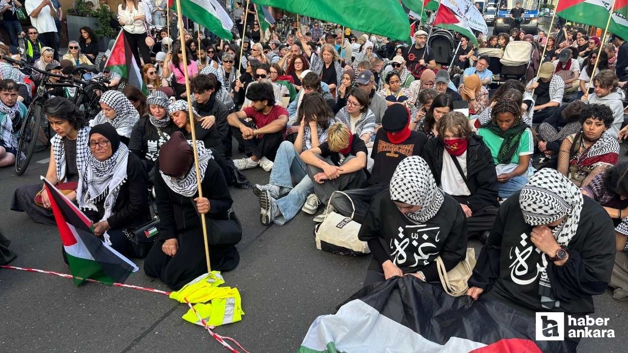Berlin'de Filistin'e destek gösterisine Alman polisinden sert müdahale