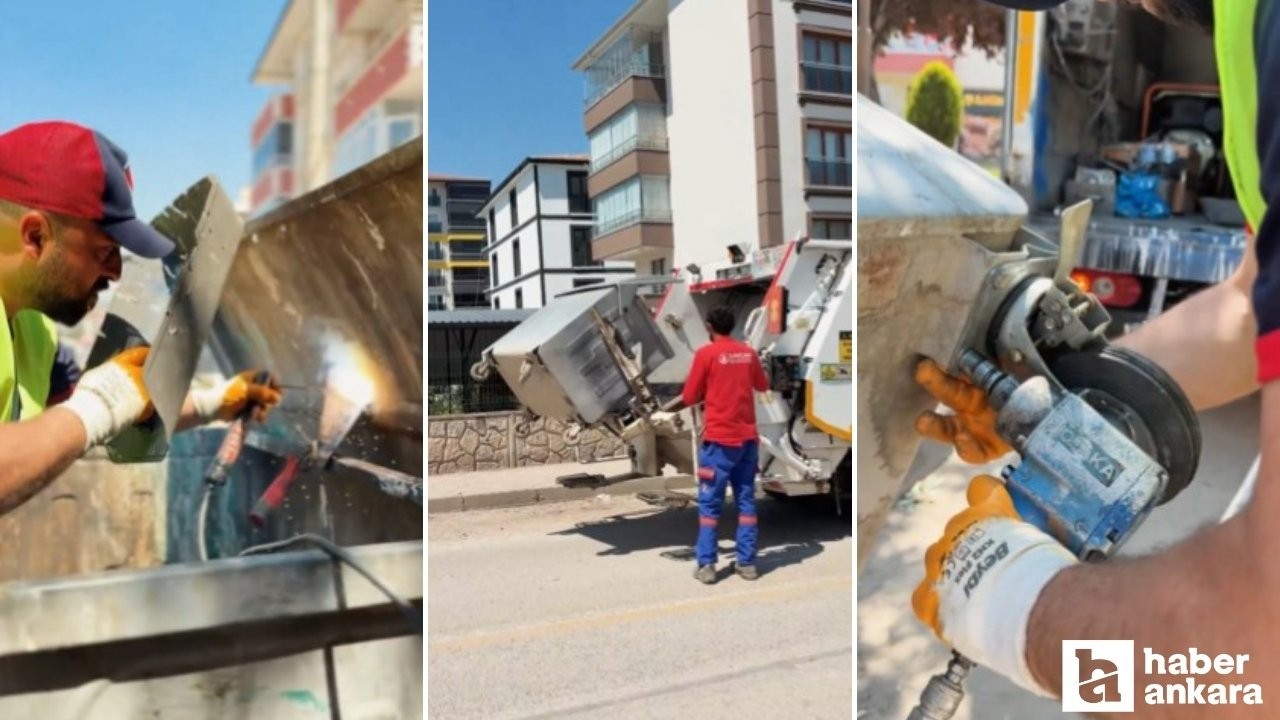 Sincan Belediyesi kent genelindeki çöp konteynerlerini bakım
