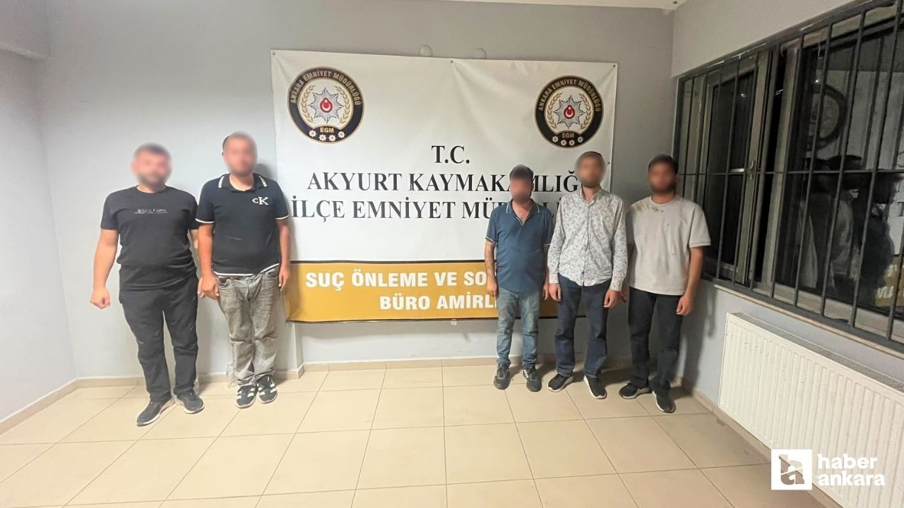 Akyurt'ta polisten kaçan 5 şüpheliye yasaklı maddeden işlem yapıldı