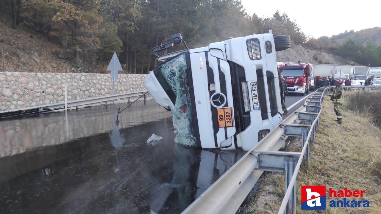 Ankara-İstanbul karayolunda tır devrildi: 1 yaralı