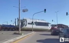 Gölbaşı'nda karadan yürütülen tekne kameralara takıldı