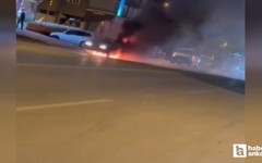 Elmadağ'da LPG'li araç önce patladı sonra yanmaya başladı