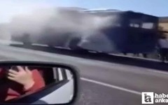 Etimesgut'ta seyir halindeki EGO otobüsü alev aldı!