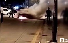Elmadağ'a araç yangını kameralara yansıdı