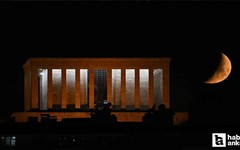 Ankara'da yarım ay Anıtkabir ile kartpostallık görüntü oluşturdu