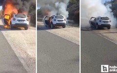 Çevre Otoyolu'nda seyir halindeki araçta korkutan yangın!