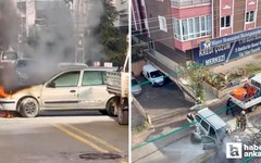 Sincan'da seyir halindeki otomobil alev aldı!
