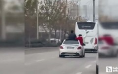 Ayaş'ta tehlikeli yolculuk kameralara yansıdı!