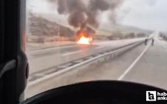 Ankara'da seyir halindeki otomobil alev alev yandı!