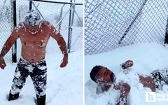 Beypazarı'nda eksi 15 derecede kar banyosu yaptı