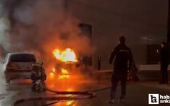 Çankaya'da alev alan elektrikli otomobil kullanılmaz hale geldi