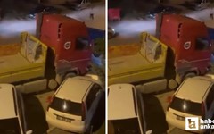 Pursaklar'da tır kazası: Park halindeki 9 araca çarptı